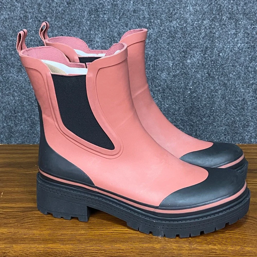 Boden Women's Pink‎ Wellie Boots Chelsea Ankle Platform Lug Sole UK 4/US 6 NWOT